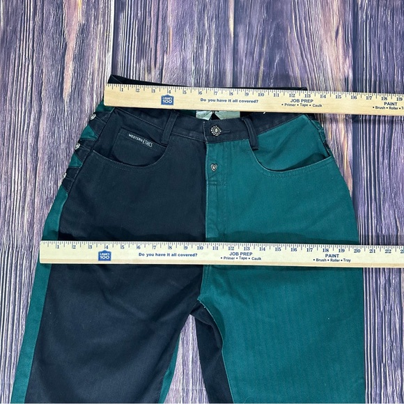 Women’s Vintage Western Ethics 2 Tone Black & Green Pants & Vest Set - Picture 6 of 12
